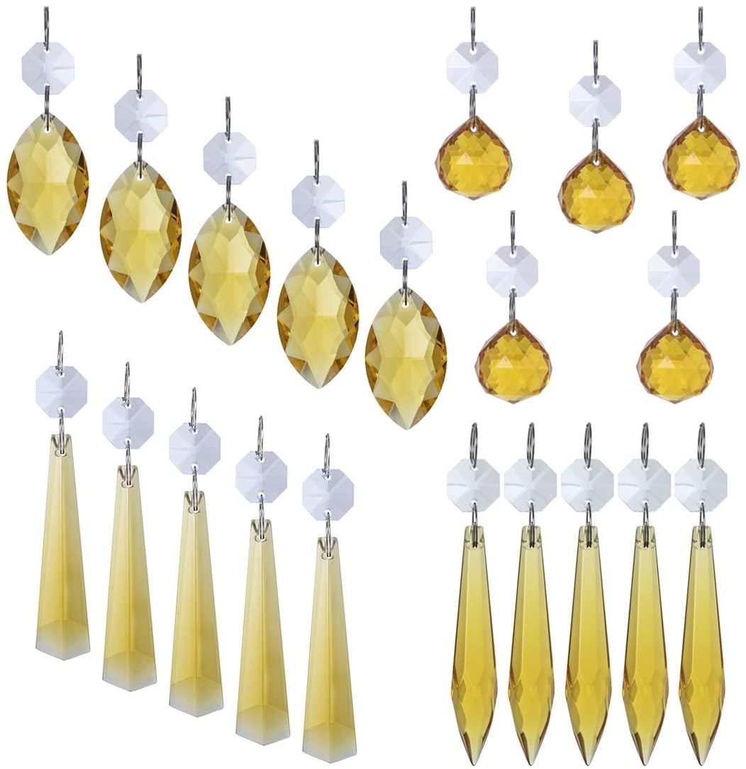 Green H&D 10pcs 20mm Glass Crystal Ball Prisms Chandelier Drops Wedding Decorations Curtain Pendants Parts