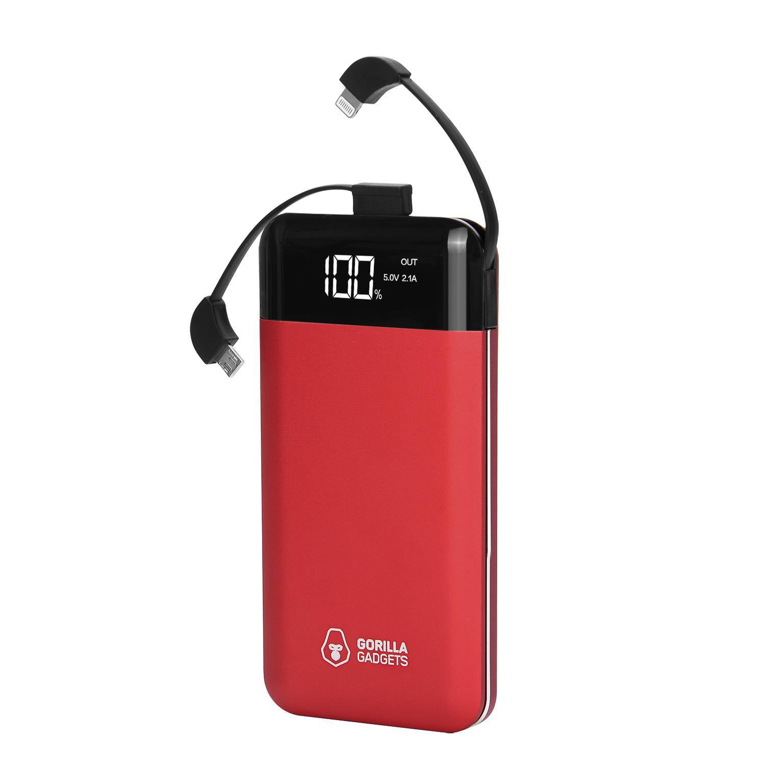 10000mAh Portable Power Bank with Built In Lightning Cable and Digital