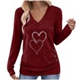 thumbnail image 2 of Fznquz Graphic Womens Blouses for Work Red V Neck Shirts Casual Loose Love Heart Long Sleeve Womens Tee Shirts,XXL, 2 of 8