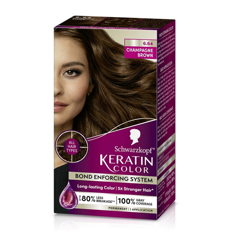 Schwarzkopf Keratin Color Permanent Hair Dye 6.64 Champagne Brown