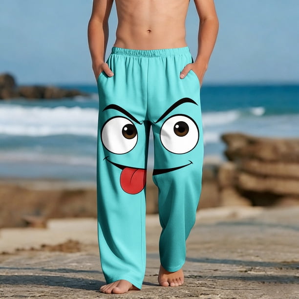 Pantalones largos para niños y niñas, de moda, estampados, casuales, de playa, con bolsillos.