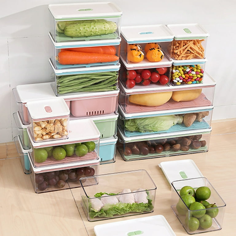 1100ml Storage Box with Lid Large Capacity Plastic Food Grade Visible Food  Container Refrigerator Accessories-leaveforme