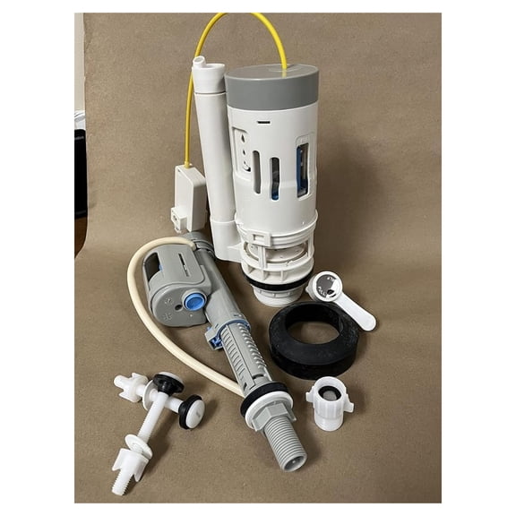2 inch Dual Toilet Flush Replacement Kit for 2 Piece & Adjustable Fill w/Gasket, Nylong Bolts, and 7/8" Adapter by