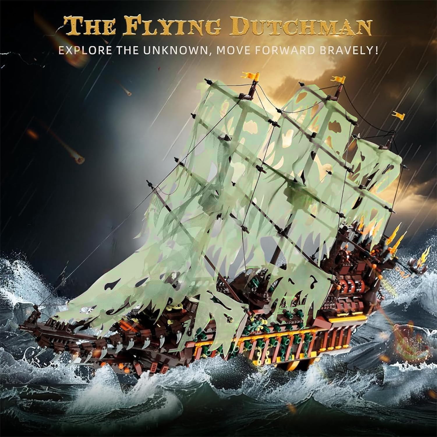 Large Pirates Ship Model Building Blocks Kits, MOC Dutchman Building Block Pirate Ship Construction Set to Build, Toys Gift for Age 14+/Adult Collections Enthusiasts (4364+Pieces)
