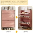 thumbnail image 4 of Masupu Shoe Storage Cabinet, Shoe Cabinet with 2 Flip Drawers Entryway Shoe Storage Freestanding Shoe Organizer Cabinet with Metal Leg, Narrow Shoe Rack Cabinet, Diamond Pink, 4 of 9