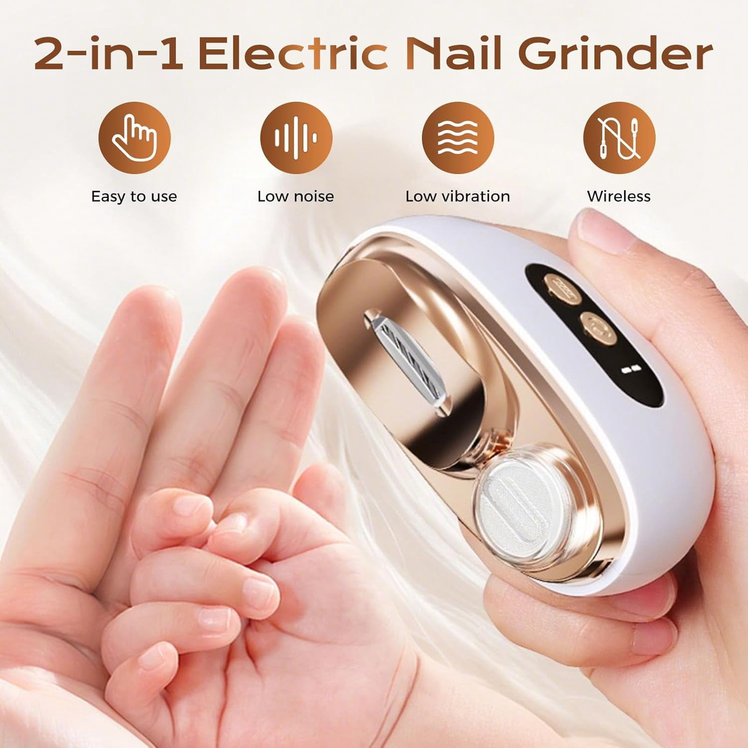 Multi-Functional Electric Nail Clipper Trimmer, 3 in 1 Automatic Electric Polishing Fingernails Toenails Clippers, Electric Nail File with 3 Speeds for Seniors Baby Adult (White)