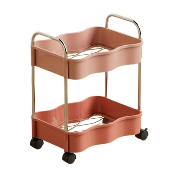 Carrito de cocina de 2 niveles con reposabrazos, estante de almacenamiento móvil, carrito utilitario con ruedas para baño, organizador de artículos de tocador con ruedas