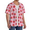 thumbnail image 2 of Pofeuu Hand Drawn Strawberry Print Mens Casual Short Sleeve Shirts Beach Summer Spread Collar Pocket Tops Men's Casual Short-sleeved Shirt-X-Large, 2 of 5