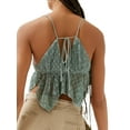 thumbnail image 6 of KelaJuan Women Lace Camisoles Summer Spaghetti Straps Tie-Up V-Neck Sleeveless Sling Tank Crop Tops, 6 of 6