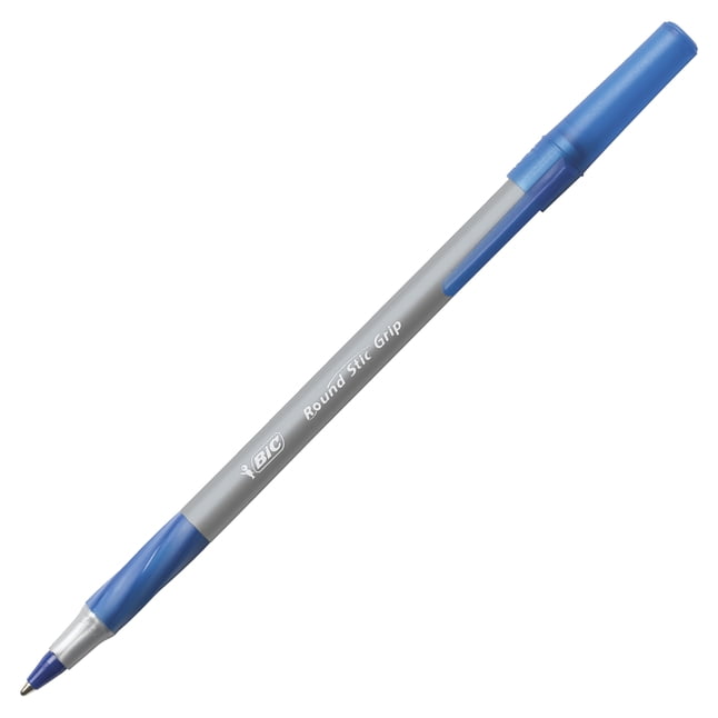 Bic Round Stic Grip Xtra Comfort Ballpoint Pen Blue Ink 1.2mm Medium Dozen