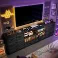 thumbnail image 4 of EnHomee TV Stands for Living Room Bedroom Dresser with Charge Station Entertainment Center for TVs 75 inch to 85 inch Black TV Stand with Fabric Drawers & LED, 4 of 8