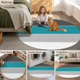 thumbnail image 6 of 7ft Washable Round Rug, Grey Blue Non-Slip Circle Area Rug for Living Room Dining Room, and White Striped Geometric Indoor Floor Mat for Home Decor, 6 of 9