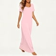 thumbnail image 6 of Fashion Dresses for Womens 2026 Plus Size Summer Casual Solid Color Comfortable Short Sleeve Round-Neck Dress, 6 of 8