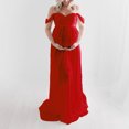 thumbnail image 2 of Vestido de maternidad, vestido largo de maternidad, vestido largo de maternidad con hombros descubiertos, vestido largo para mujer embarazada, experiencia incomparable, 2 of 6