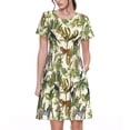 thumbnail image 1 of Easygdp Jungle Animals para Vestido Transpirable de Mujer, Vestido Suelto de Manga Corta con Pliegues y Bolsillos para el Verano, 1 of 6