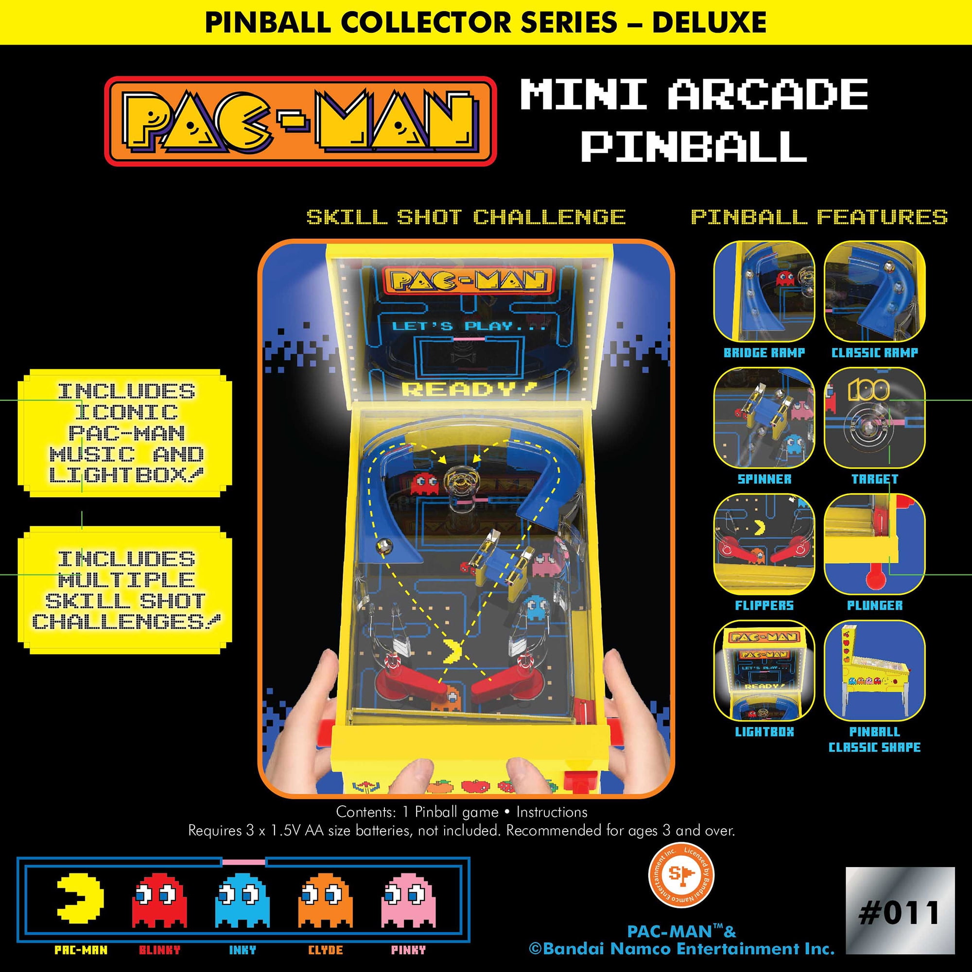 Pac Man, Mini Arcade Pinball, Deluxe Collector Series, Lights