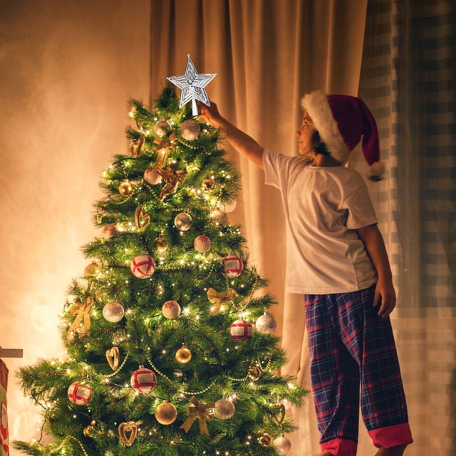 Star Christmas Tree Top Decoration Holiday Decoration Three-dimensional Top Star Hollow Pentagram Tree Top Star