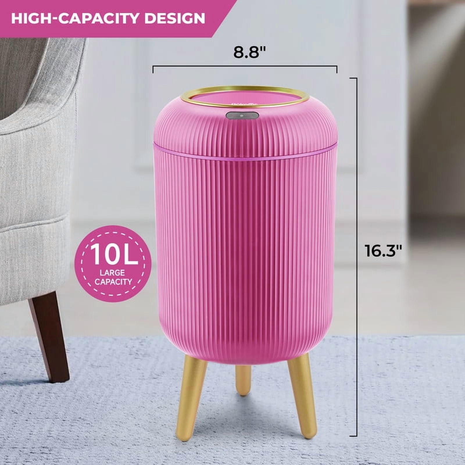 Touchless Automatic Trash Can 10L, Motion Sensor Smart Bin, Waterproof for Kitchen & Bathroom (Pink)