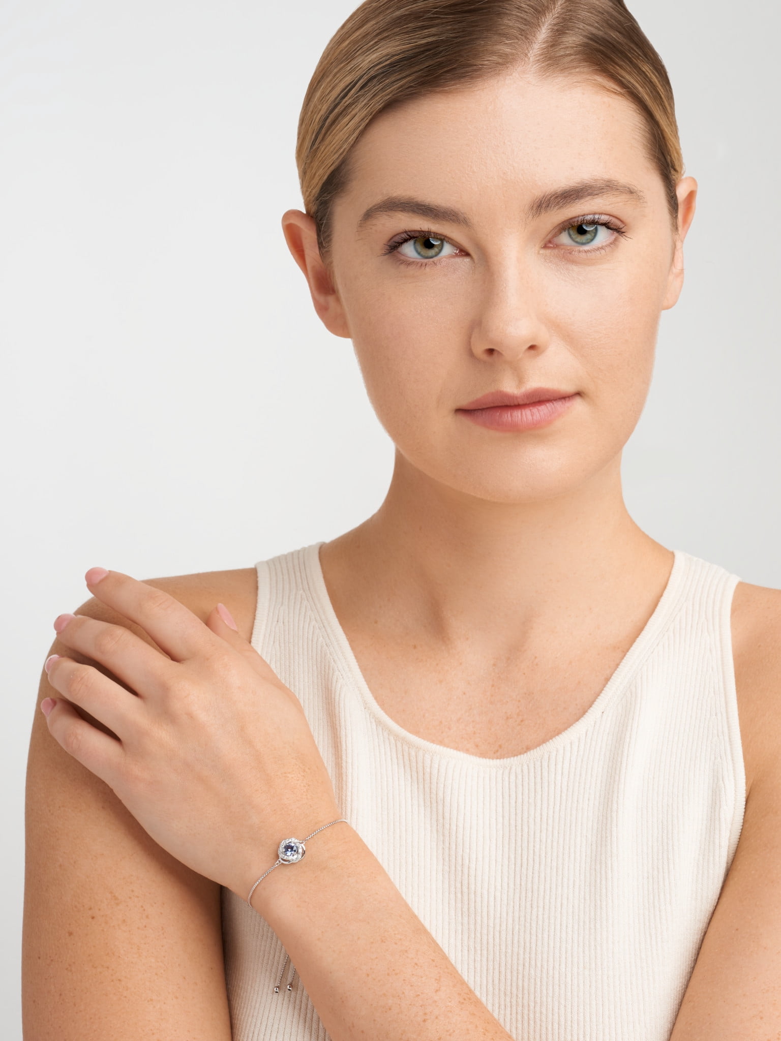 Forever Facets Lab Grown Diamond and Created Sapphire Sterling Silver Bolo Bracelet, Adult Female