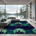 thumbnail image 2 of ODIKA 6'x9' Washable Area Rug Halloween Eerie Gothic Cemetery Tilted Tombstones Flying Bats for Family Room, Living Room, Master Bedroom, Non-Slip, Easy Care, 2 of 7