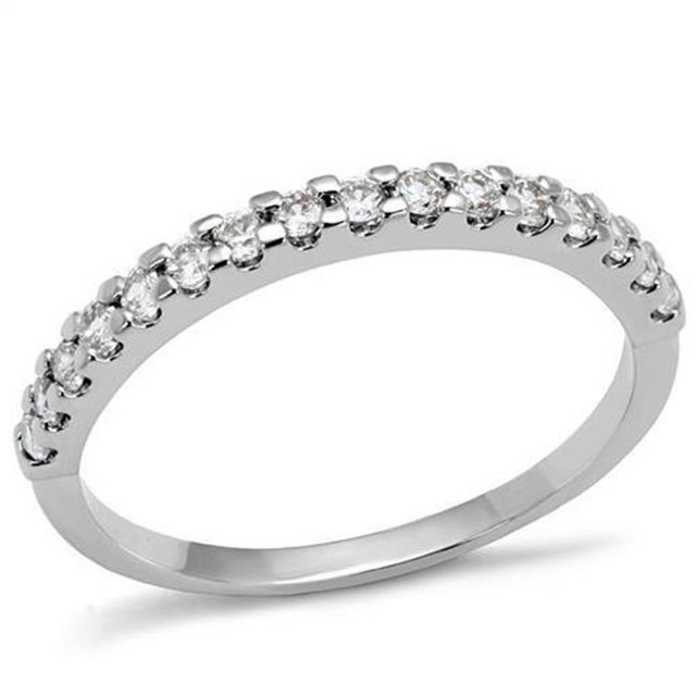 Alamode 3W1232-7 Women Rhodium Brass Ring with AAA Grade CZ in Clear - Size 7