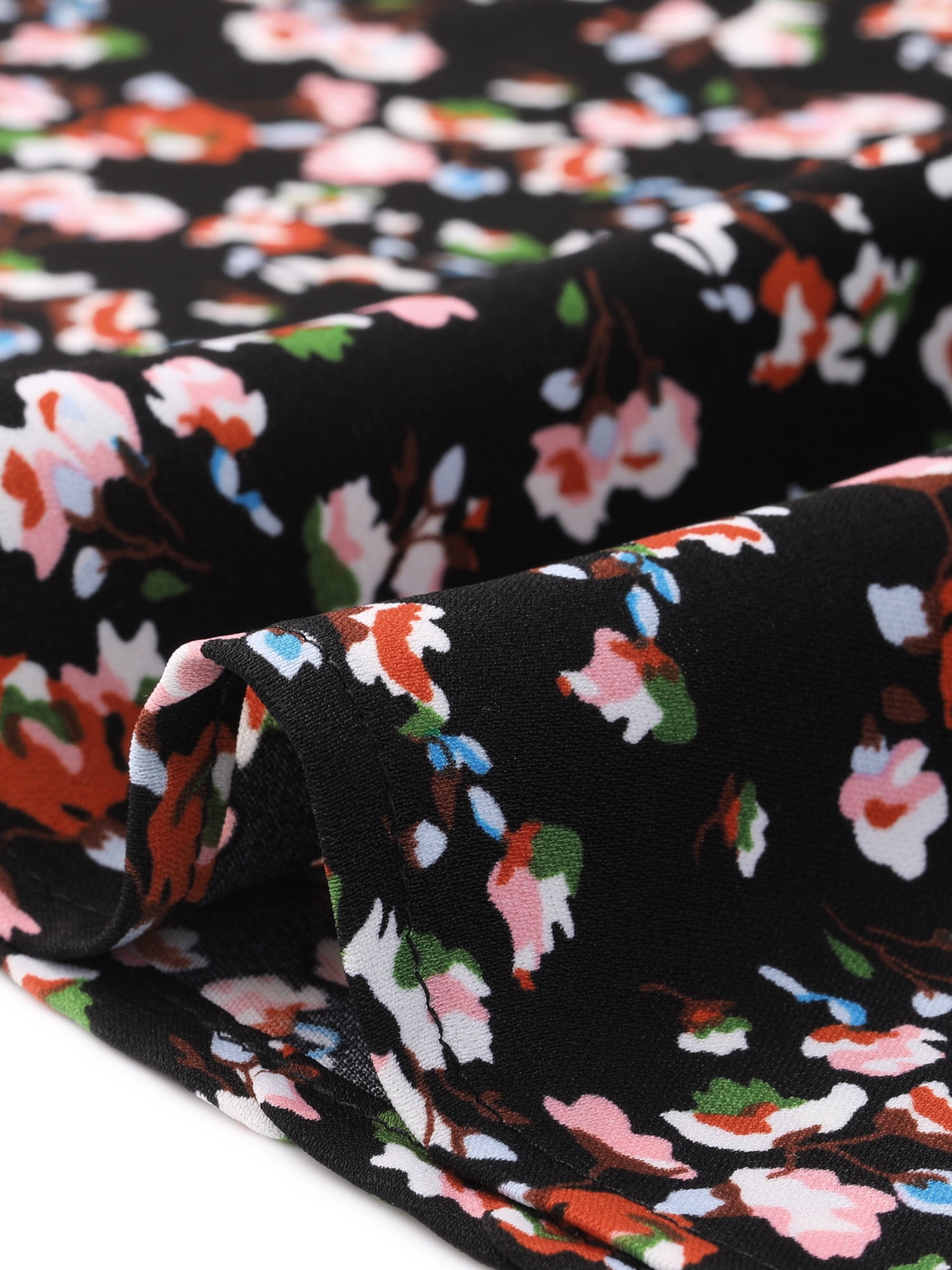 DARING DIVA Women's Plus Summer Tops Floral V Neck Ruffle Puff  Casual Blouse Top 5X Black
