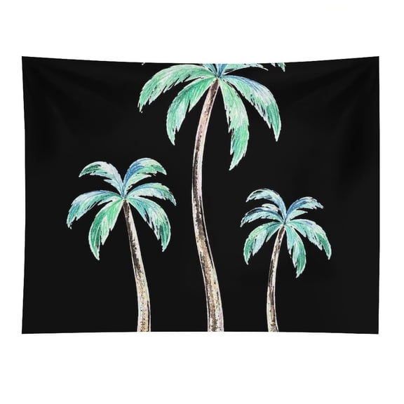 BCIIG Watercolor Palm Trees Black Background Tapestry, Polyester Print Wall Hanging Tapesties for Bedroom Dorm Living Room, Aesthetic Home Decor for Adults And Family