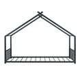 thumbnail image 3 of PORKISS Twin Size Floor Bed Frame, Metal House Bed Featuring Roof, Modern Platform Bed with Metal Frame, No Box Spring Needed, Freestanding Montessori Bed for Kids, Black, 3 of 9