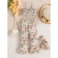 thumbnail image 5 of Aojekbee Girls Summer 2PCS Pants Sets Sleeveless Ruched Floral Camisole Flared Pants Sets, 5 of 10