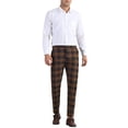 thumbnail image 2 of INSPIRE CHIC Plaid Pants for Men's Flat Front Formal Checked Patterned Chino Trousers 38 Brown, 2 of 6