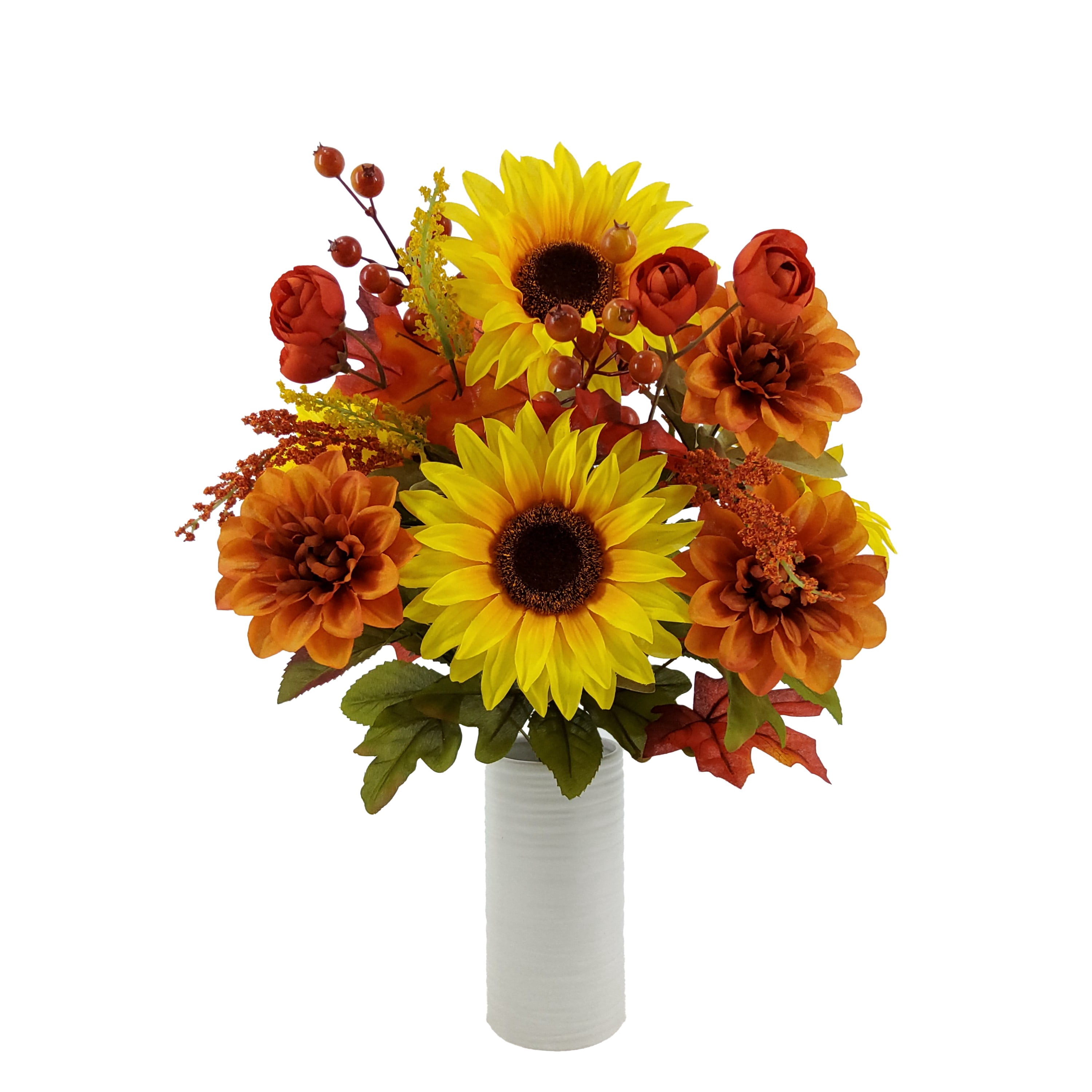 Mainstays 20.5''H Indoor Artificial Sunflower and Dahlia Mixed Bouquet, Yellow Color