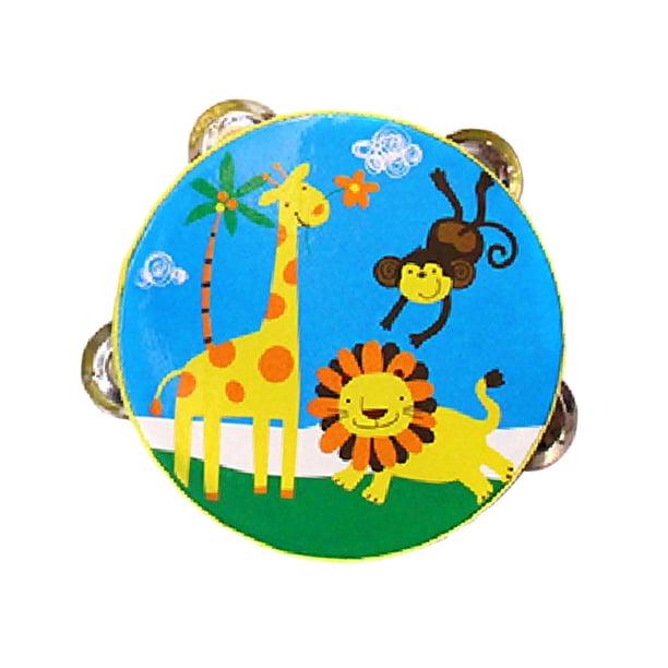 Pandereta de madera, tambor de mano, instrumento musical, juguete educativo para niños. 15 centímetros