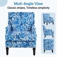 thumbnail image 3 of Paproos Upholstered Accent Chair Set of 2, Vintage Arm Chair with Blue and White Porcelain Print Linen Fabric and Nailhead Trim, Comfy Reading Chair, Armchair for Living Room, Bedroom, Blue#2, 3 of 11