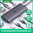 thumbnail image 2 of HUB USB C UGREEN de 10 Gbps, 4K60 Hz, tipo C a HDMI, RJ45, PD100W, adaptador USB SD y TF para MacBook, iPad, Samsung, accesorios para portátiles, 2 of 5