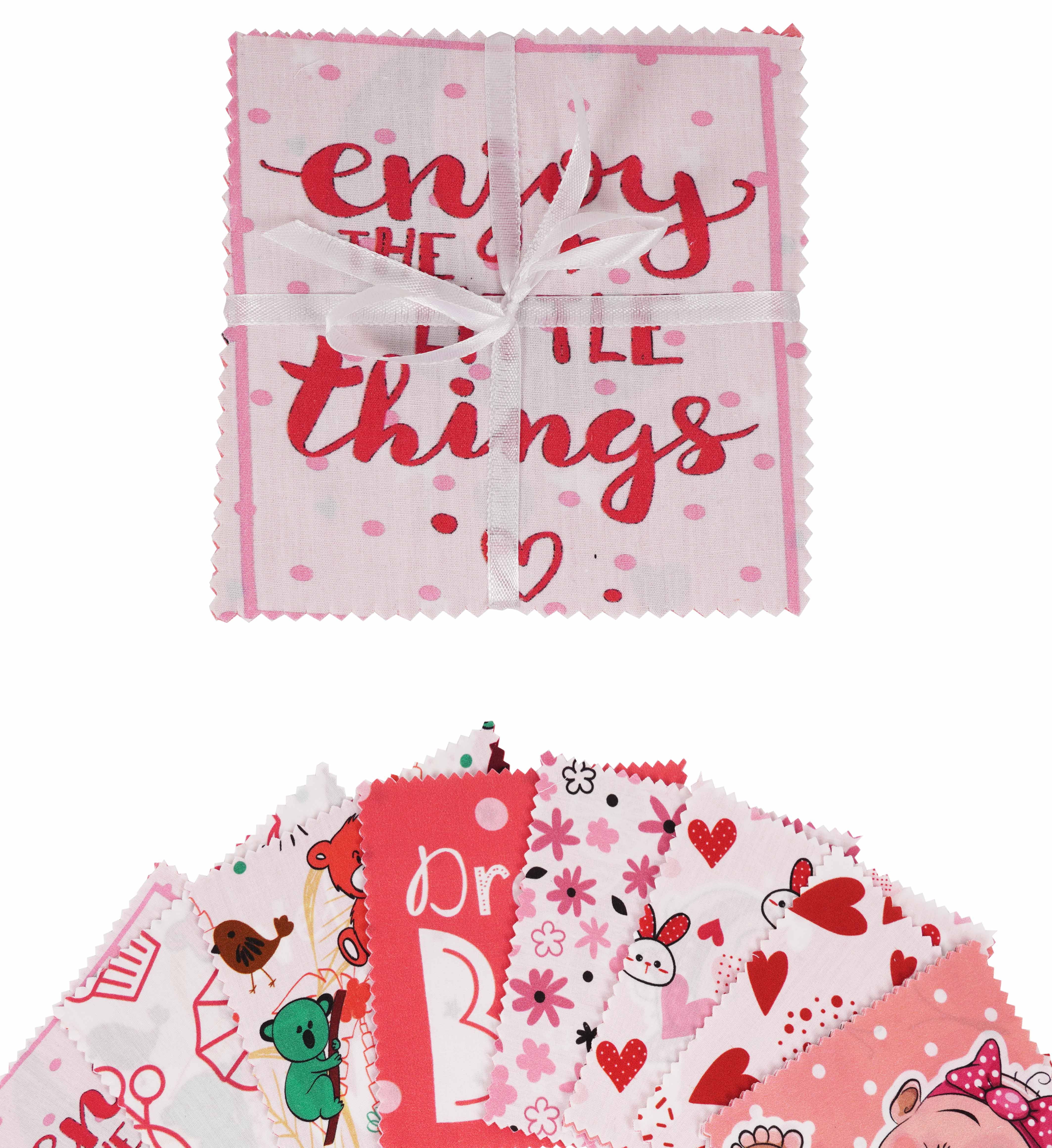 Soimoi Precut 10-inch Baby Boy Prints Cotton Fabric Bundle Quilting Squares Charm Pack DIY Patchwork Sewing Craft- Rose Pink