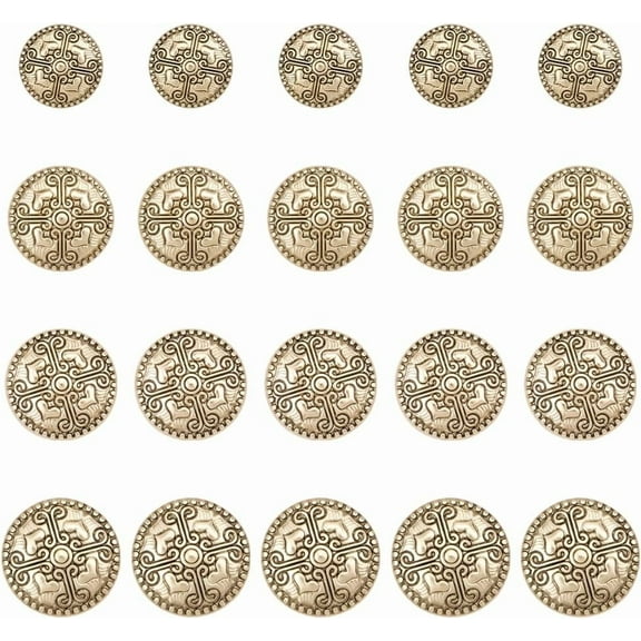 1 Set 20pcs Vintage Metal Shank Buttons for Crafts 4 Size Gold Button for Sewing Flat Round Buttons for Clothing Buttons Set for Blazer DIY Sewing Crafts Clothes Suits Uniform Jacket (Gold)