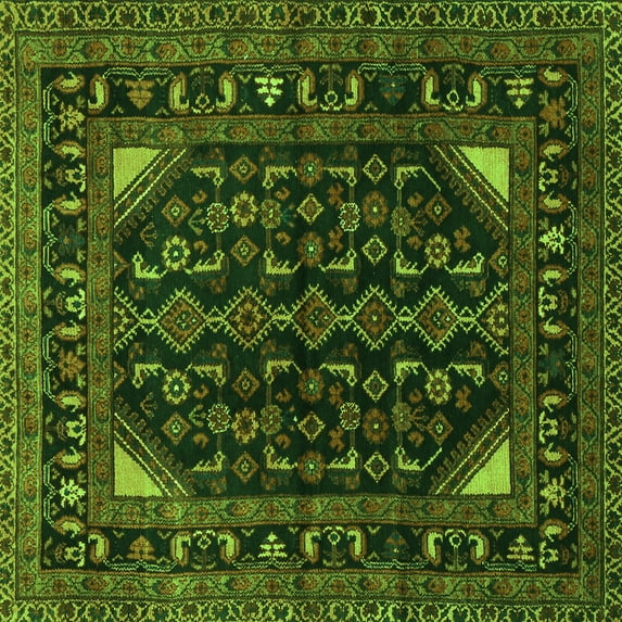 Ahgly Company Indoor Square Persian Green Traditional Area Rugs, 7' Square