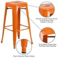 thumbnail image 4 of Emma + Oliver Commercial Grade 30"H Backless Orange Metal Indoor-Outdoor Barstool, Square, 4 of 11