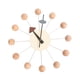 thumbnail image 1 of Reloj de pared con forma de bola Starburst, de mediados de siglo, silencioso, para colgar en la pared, para oficina y comedor. Bola de color madera, 1 of 9