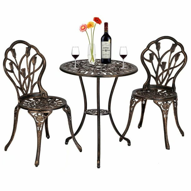 Outdoor Patio Furniture Tulip Design Cast Aluminum 3 Piece Bistro Set In Antique Copper 1 Table And 2 Chair Com - Hansen Cast Aluminum Patio Furniture Outdoor Patio Furniture Tulip Design Cast Aluminum 3 Piece Bistro Set In Antique Copper 1 Table And 2 Chair Com - Hansen Cast Aluminum Patio Furniture
