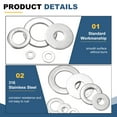 thumbnail image 3 of 128 Pcs M2 316 Acier Inoxydable Rondelles Plates Entretoises 2mm ID 4mm OD 0.3mm Épais, Argent, 3 of 6