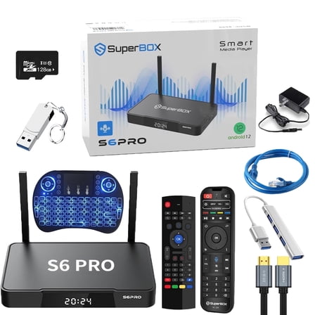 Superbox S6 Pro Latest Version 2025 | 4GB+32GB Smart Box | 6K Android TV Box with Voice Remote | Easy Setup & Support