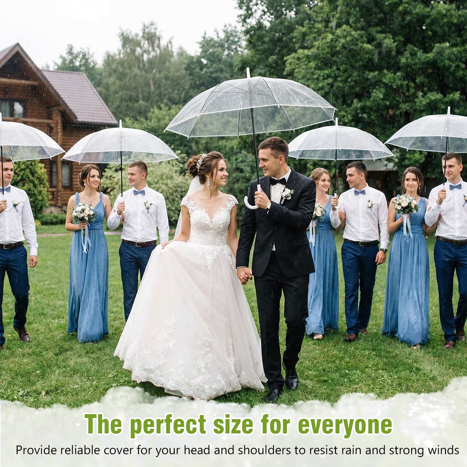 Qiyester 32 Pack Bubble Umbrellas with Dome Canopy Windproof Lightweight J Hook Handle Travel Umbrella for Wedding Outdoor Commute