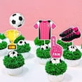 thumbnail image 4 of Soccer Birthday Cake Decorations for Girls - Glitter Pink Happy Birthday Cake Topper Football Theme Cupcake Toppers Ball Dessert Picks, Sports Theme Birthday Party Photo Props, 4 of 6