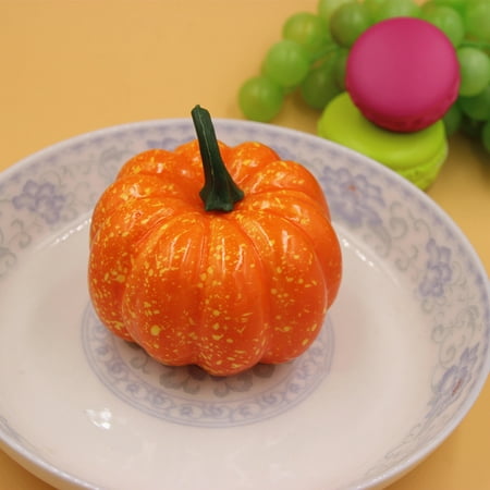 Mini Cute Simulation Pumpkin Artificial Fruit Vegetable Toy Great Decoration Around Halloween Christmas Time for Your House Garden Backyard Color:Orange