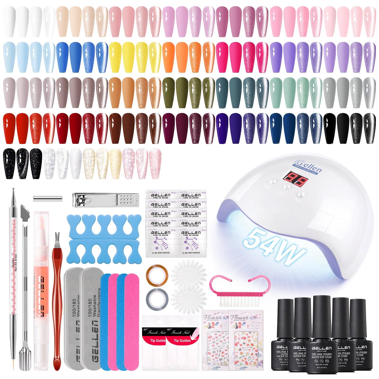Gellen 71-Piece Gel Nail Polish Kit with UV Lamp