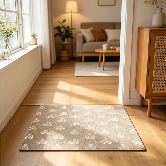 AuroraX Front Door Mats Indoor Flowers Brown Non Slip Waterproof Fall Welcome Mat Outdoor Home Entrance Rug Indoor