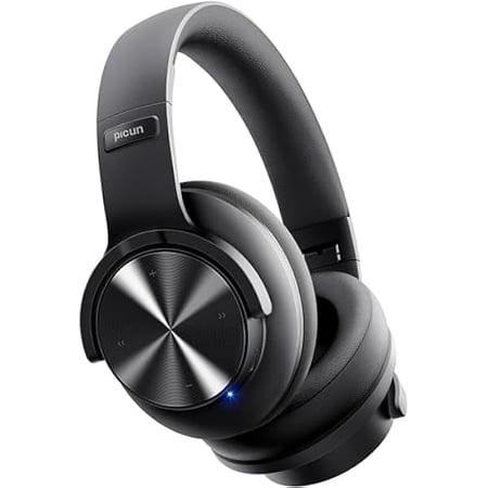 Picun Upgraded Bluetooth Headphones, 120 Hours Playtime, 3 EQ Modes, Deep Bass Wireless Headphones with Microphone, Comfortable and Lightweight Over Ear Headphones for Home, Travel/Office Black