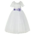 thumbnail image 2 of Ekidsbridal Girl Pageant Flower Girl Dress - Ivory Illusion Lace Short Sleeve LG2T-A (Size: 2-12), 2 of 3