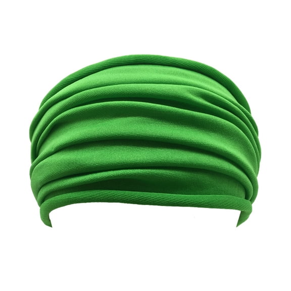 LIZUOJUN Under $4 Wide Ruched Headbands for Women Solid Color Head Hoop Soft Fabric Wide Brim Headbands Simple Sweet Elastic Hair Bands Daily Fashion Hair Accessories, Green
